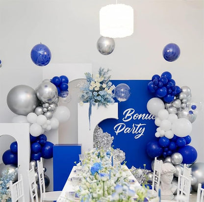 136pcs Blue White Silver Balloon Garland Kit - Image 6