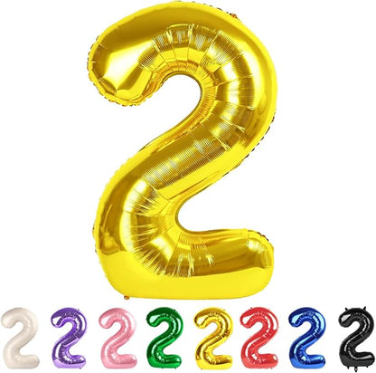 2 Balloon Numbers 40Inch Two Balloons Gold Party Decorations by Mluchee