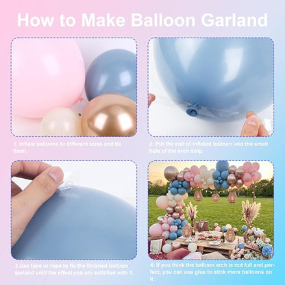 RUBFAC Pink and Blue Balloons Arch Kit, Gender Reveal Balloon Arch Kit 144 Pcs - Image 3