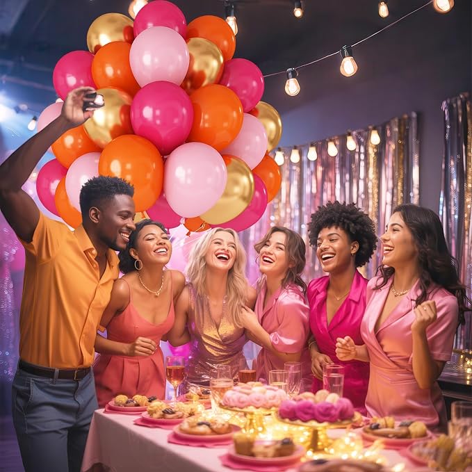 Hot Pink and Orange Gold Balloons 12inch 60pcs Light Pink Metallic Gold Helium - Image 8