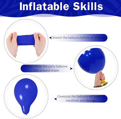 Black Blue Silver Balloons 12 Inch Graduation Balloon Navy Royal Blue Metallic - Image 7