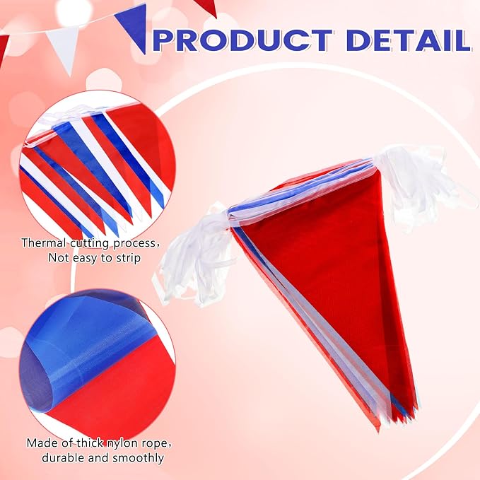 Tatuo 200 Feet Solid Pennant Banners Flags String Triangle Hanging DIY Bunting - Image 3