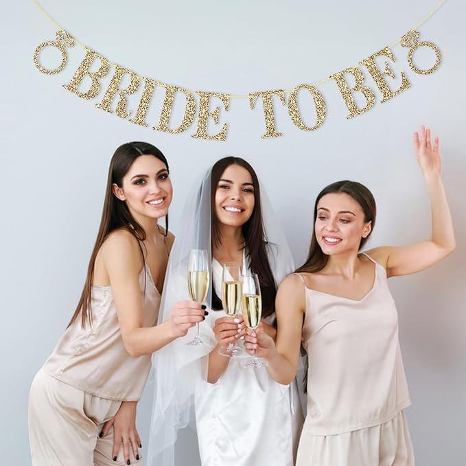 Pre-Strung Bride to Be Banner NO DIY Bride to Be Sign Gold Glitter Banner | - Image 4