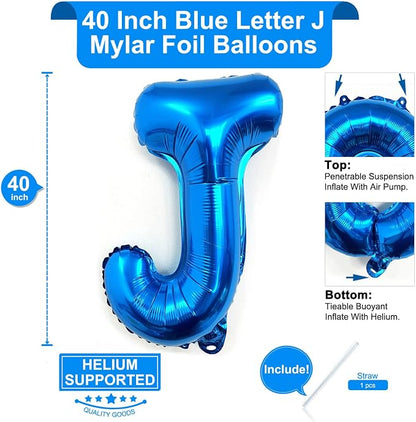 Lovoir 40 Inch Large Blue Letter J Balloons Big Size Jumbo Mylar Foil Helium - Image 2