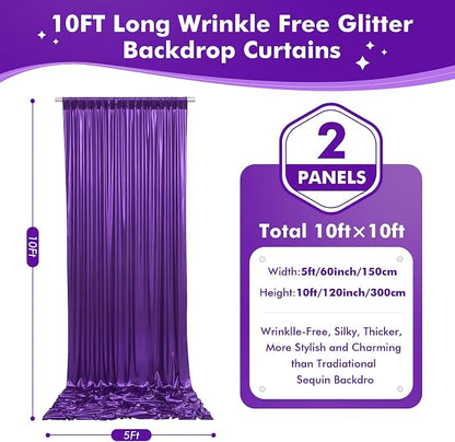 10ftx10ft Shimmer Purple Sequin Backdrop Curtain - Image 6