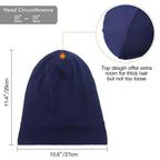 Silk Satin Lined Bonnet Sleep Cap - Adjustable Stay on All Night Hair Wrap Cover Slouchy Beanie for Curly Hair Protection for Women and Men - Solid Navy