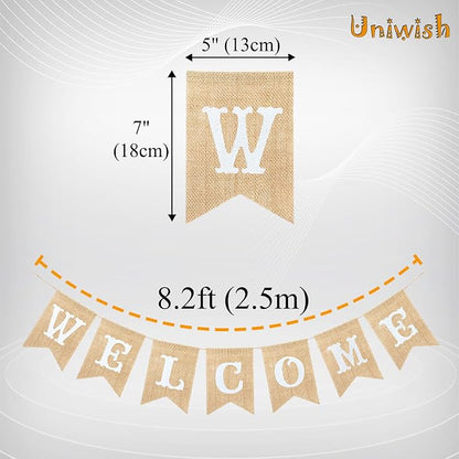 Uniwish Welcome Banner Sign Garland Classroom Welcome Decorations | Burlap - Image 3