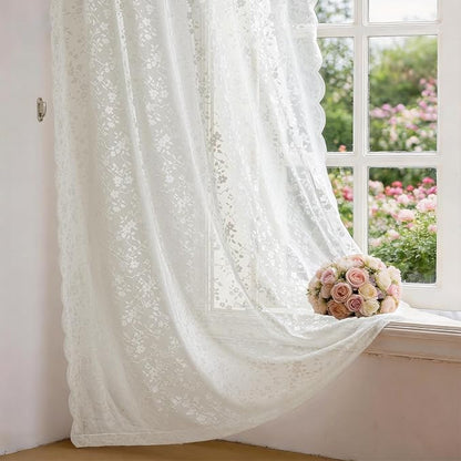 Anmao Vintage Lace Sheer Curtains 72 Inches Long - Image 8