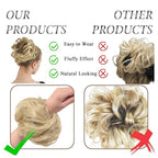Large Messy Bun Hair Piece Curly Synthetic Extensions Scrunchies Fake Chignon Updo Hairpieces for Women Natural Blonde Balayage