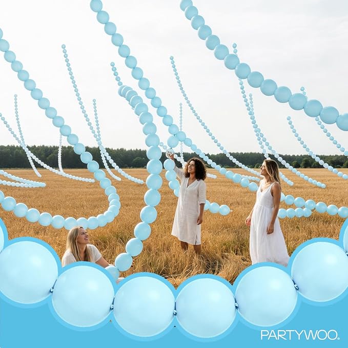 PartyWoo Baby Blue Linking Balloons 100pcs 12 Inch Blue Link Balloons | - Image 7