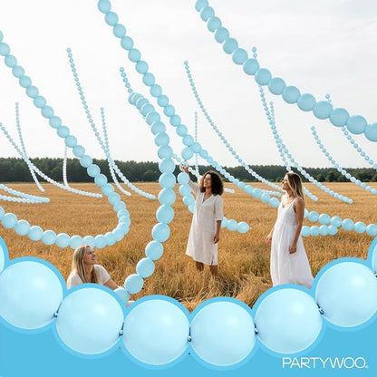 PartyWoo Baby Blue Linking Balloons 100pcs 12 Inch Blue Link Balloons | - Image 7