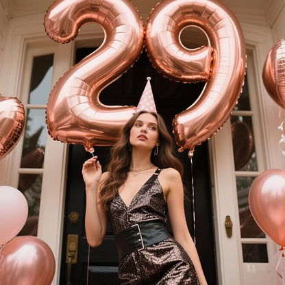 40 Inch Rose Gold Number 29 Balloons Foil Digital Helium Number Balloons - Image 8