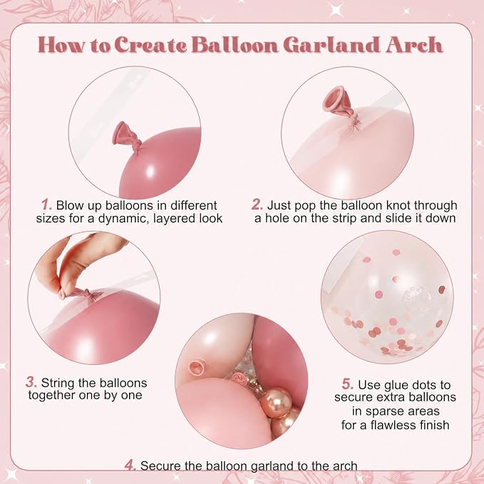 Dusty Rose Balloon Arch Kit for Mothers Day Bridal Shower Decorations | 126Pcs - Image 7