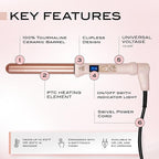 NuMe Classic Curling Wand, Blush | 1-Inch Tourmaline Ceramic Barrel with Far-Infrared Heat & Negative Ions for Frizz-Free, Long-Lasting Waves & Curls – Professional Hair Styling Tool for All Types