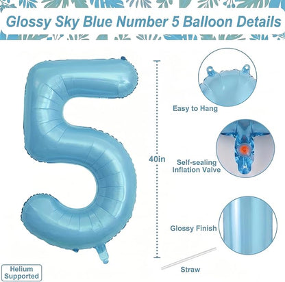 Pearlescent Blue Number 15 Balloon 40 Inch, Large Light Blue Foil 15th Birthday - Image 4