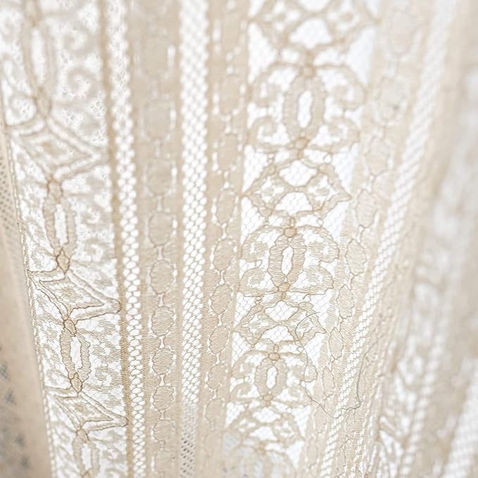 Sutuo Home Boho Sheer Curtain Valance Crochet Lace - Image 7