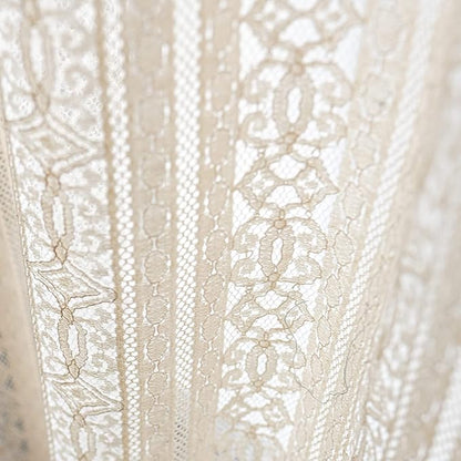 Sutuo Home Boho Sheer Curtain Valance Crochet Lace - Image 7