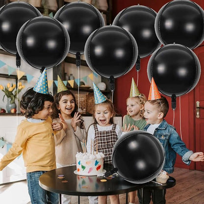 8 Pcs Black Round Foil Balloons 22 Inch 4D Black Mylar Orbz Round Balloons - Image 5