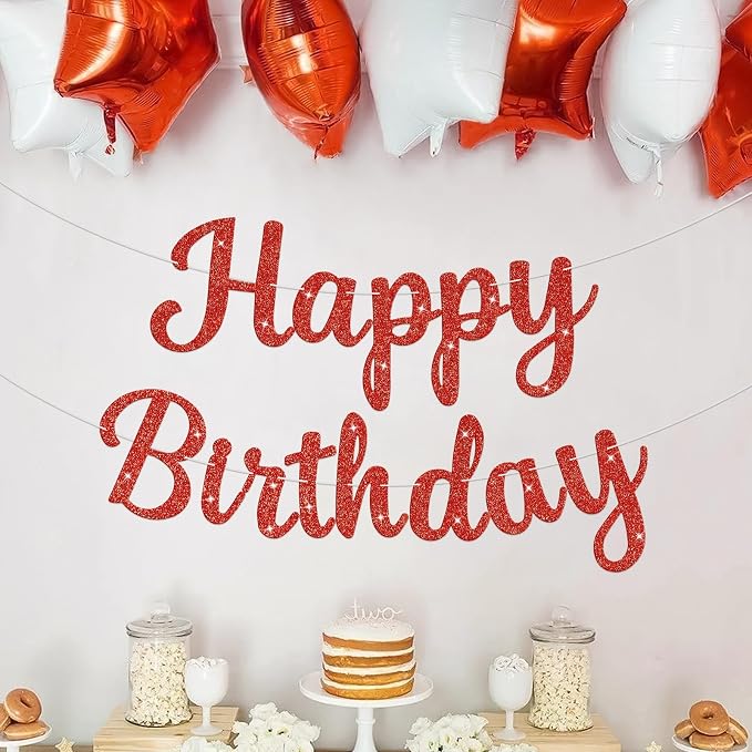 Glitter Happy Birthday Banner Sign Birthday Garland Wall Door Banners Flag - Image 4