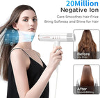 High Speed Hair Dryer, Travel Blow Dryer Foldable Ionic Small Professional Brushless Motor 9 Modes Portable One Touch Switch with Concentrator Nozzle Attachment for Home, Hotel, Salon