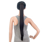 SWACC 28-Inch Long Straight Claw Clip Ponytail Extensions Synthetic Hair Extensions Ponytail Jaw Clip Hair Pieces for Women (Chestnut Brown-6#)