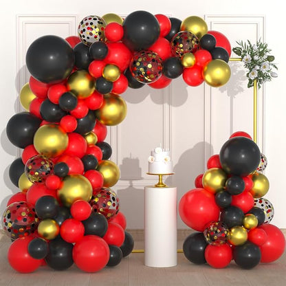 Red Black Gold Balloon Garland Arch Kit by PASOCON