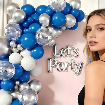 160Pcs Royal Blue and Silver Balloon Garland Arch Kit | Navy Blue White Silver - Image 3