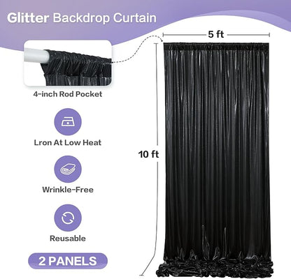 gogoparti 10x10FT Black Sequin Backdrop Curtain - Image 6