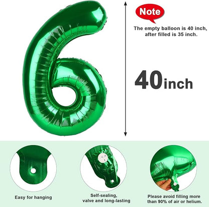 Number 6 Balloons 40 Inch for 6 16 Birthday Party Decorations, Dark Green | - Image 6