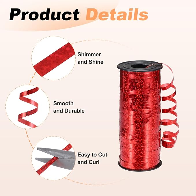 PATIKIL Glitter Curling Ribbon 100yds x 1/5" Plastic Balloon String Ribbon | - Image 3