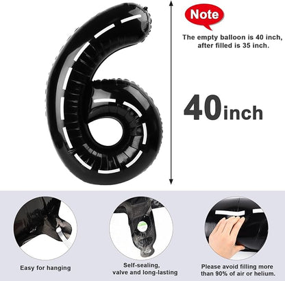 Number 6 Balloons 40 Inch for 6 16 Birthday Party Decorations, Line Black | - Image 5