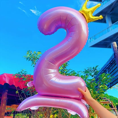 40 Inch 2nd Birthday Number Balloon, Pearl Pink Foil Giant Number Balloons 0-9 - Image 6