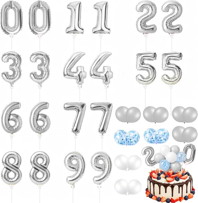 Gejoy 36 Pack 5 Inch Mini Number Balloon Foil Cake Topper Number Avoid Violent by Gejoy