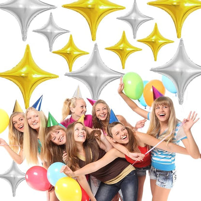 Gold Silver Star Balloons, 26Inch and 10Inch Gold Silver Quadrangle Helium - Image 5