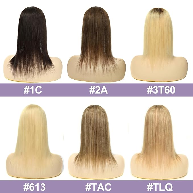 Toppers Hair Pieces for Women #TAC, 3x5 Inch Injected Silk Base 12 Inch Length 130% Density Real Human Hair Toppers