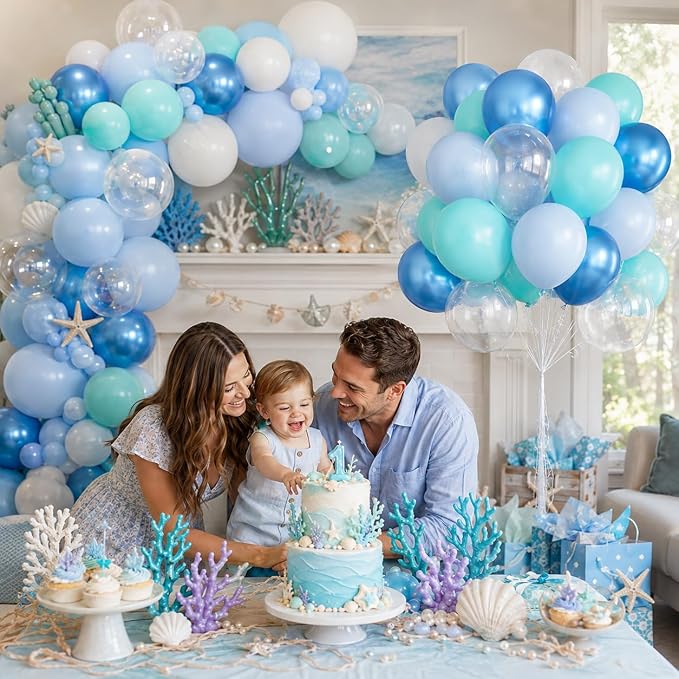 Ocean Under The Sea Balloon, 12 Inch Teal Blue Balloons Turquoise Blue and - Image 4