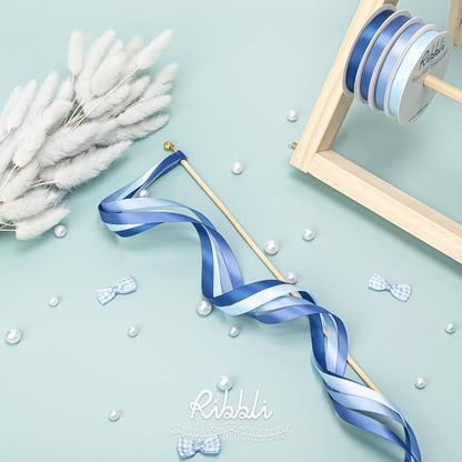 Ribbli Dusty Blue Satin Ribbon 3/8 Inch x 4 Rolls Total 40 Yards- Light - Image 3