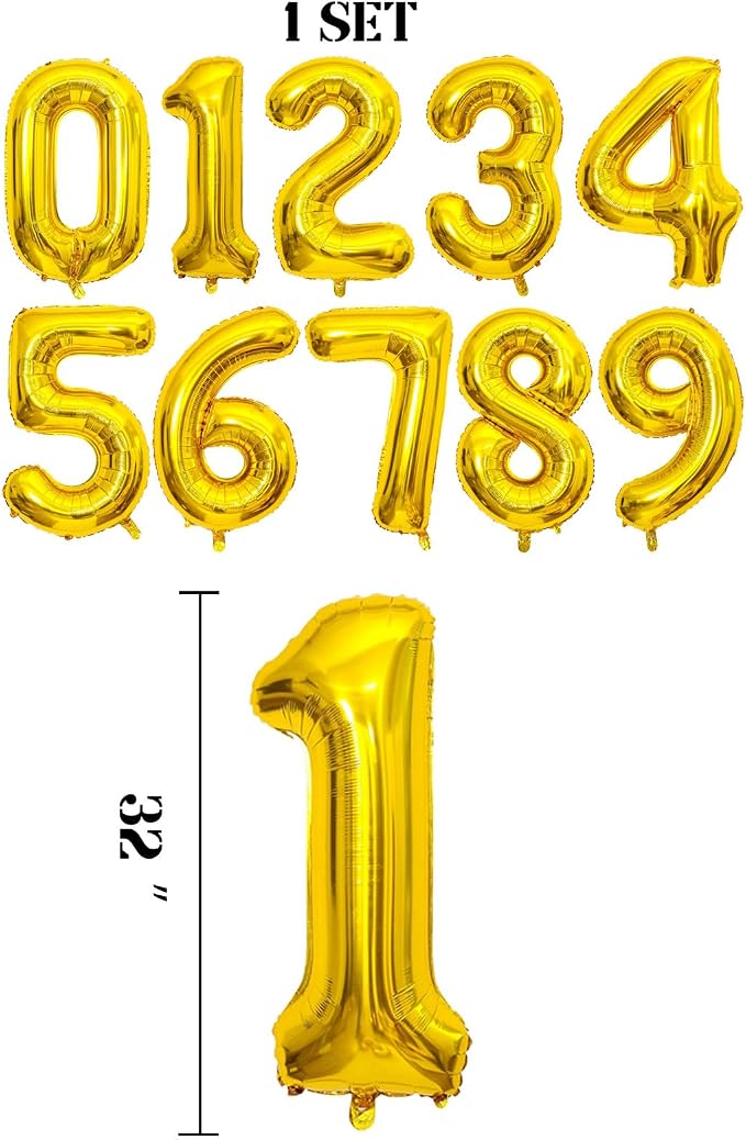 10 Pcs Number Balloons 32 Inch Gold 0-9 Number Mylar Foil Balloons Gold Custom - Image 2