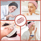 Chuangdi 3 Pieces Spa Headband for Women Facial Makeup Headband Soft Terry Cloth Hairband for Washing Face Mask Spa Shower Gifts(Pink, Milky-White, Dark Grey)