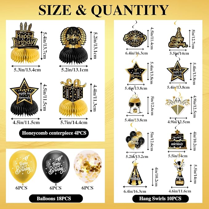Black Gold Birthday Decorations - Image 7