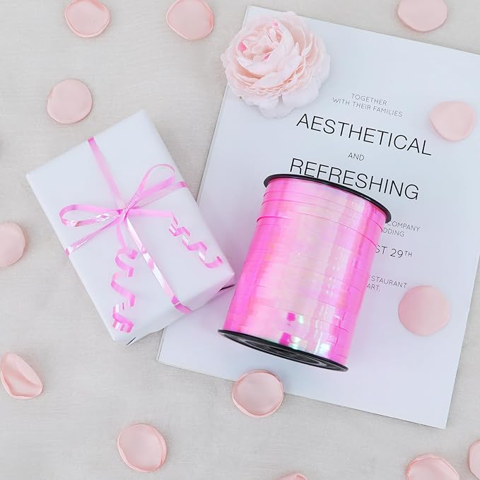 TONIFUL 500 Yards Iridescent Pink Curling Ribbon Balloon String | Iridescent - Image 4