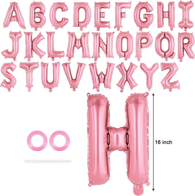 26 Pcs Pink Letter Balloons, 16 Inch Foil Alphabet Letter Balloons, Letter A-Z - Image 2