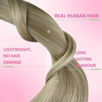 YoungSee Tape in Hair Extensions Balayage Ash Blonde Ombre Platinum Blonde Human Hair Tape in Extensions Balayage Tapes Real Hair Extension Invisible Tape-in Hair Extension for School 18In 50g 20pcs