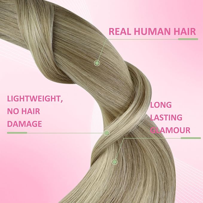 YoungSee Balayage Tape in Hair Extensions Human Hair Ash Blonde with Platinum Blonde Ombre Tape in Extension Ombre Hair Extensions Real Human Hair Tape in for Women Invisible 16In 50g 20pcs
