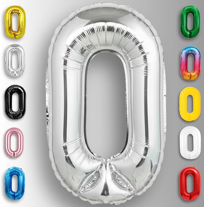Silver Number Balloon 0 Mylar Foil Balloons 16 inch Small - Image 5
