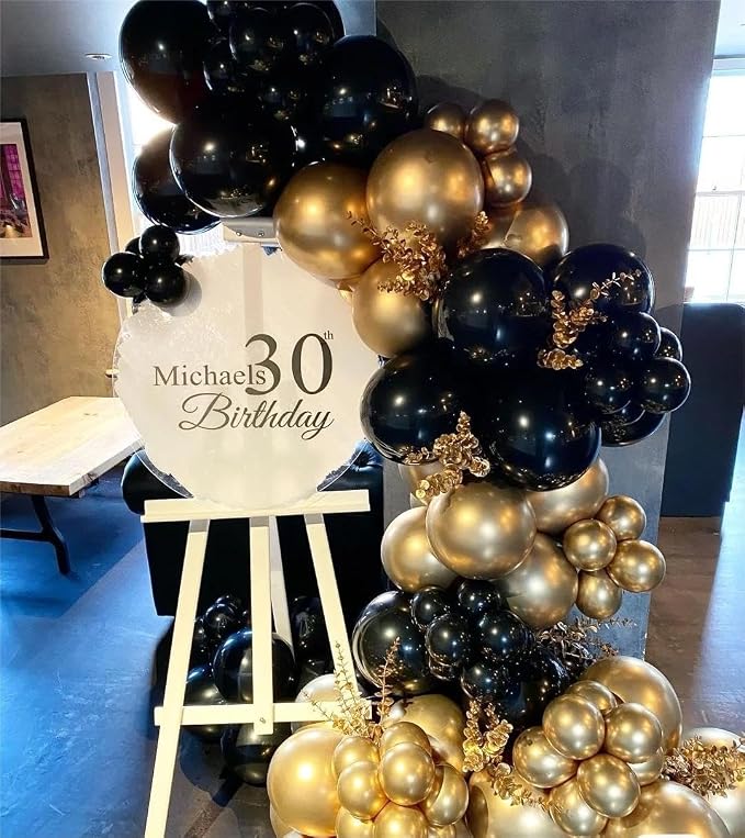 MEBAY Black Gold Silver Balloons Garland Arch Kit, Wedding Backdrop, Baby Shower - Image 5