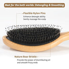 Hair Brush, Boar Bristle Hair Brushes for Women men Kid, Curved Boar & Nylon Bristle Brush for Wet/Dry Hair Smoothing Massaging Detangling, Everyday Brush Enhance Shine & Health