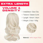 Ponytail Extension - 14" Claw Clip in Ponytail Hair Extensions Natural Soft Synthetic Layered Wavy Pony Tail Hair Pieces for Women - Platinum