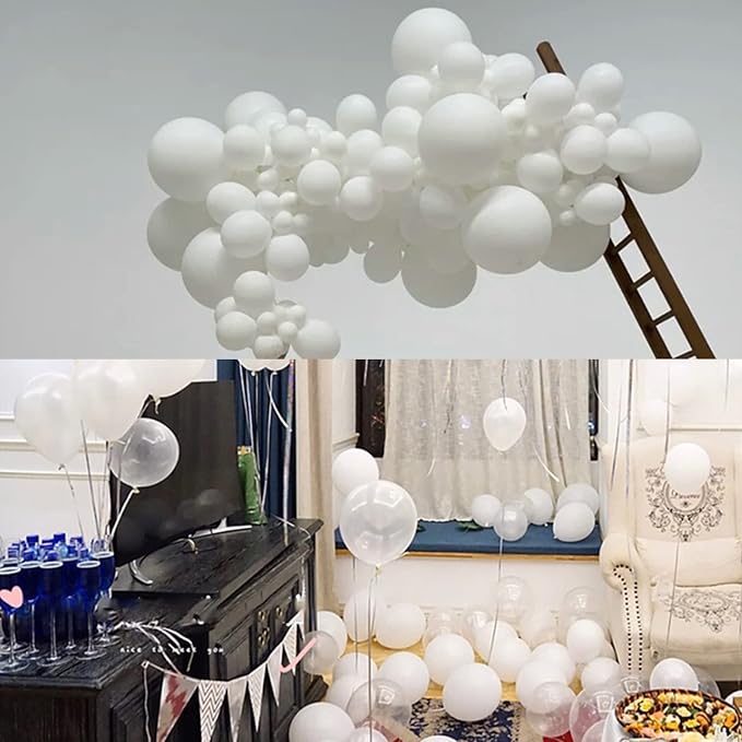 5 inch White Latex Balloons - Image 5