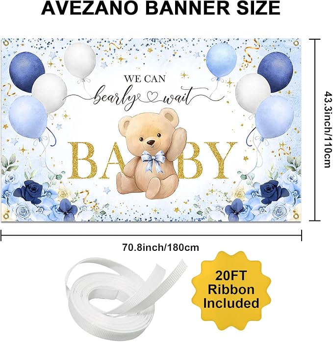 Avezano Bear Baby Shower Backdrop - Image 2